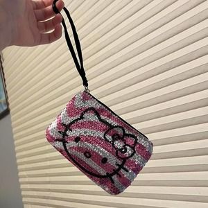shiny sequin hello kitty purse wallet
